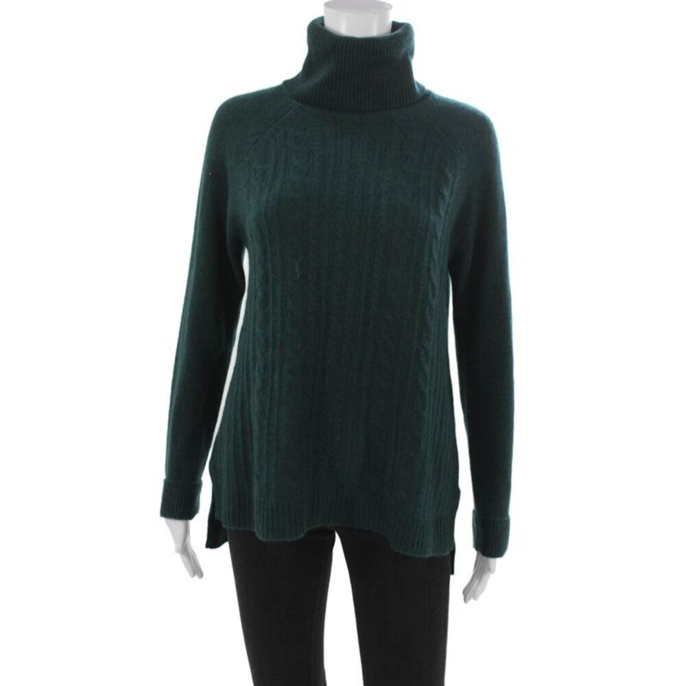 Cashmere Charter Club Women Green Turtleneck Sweater Long Sleeve Size S
